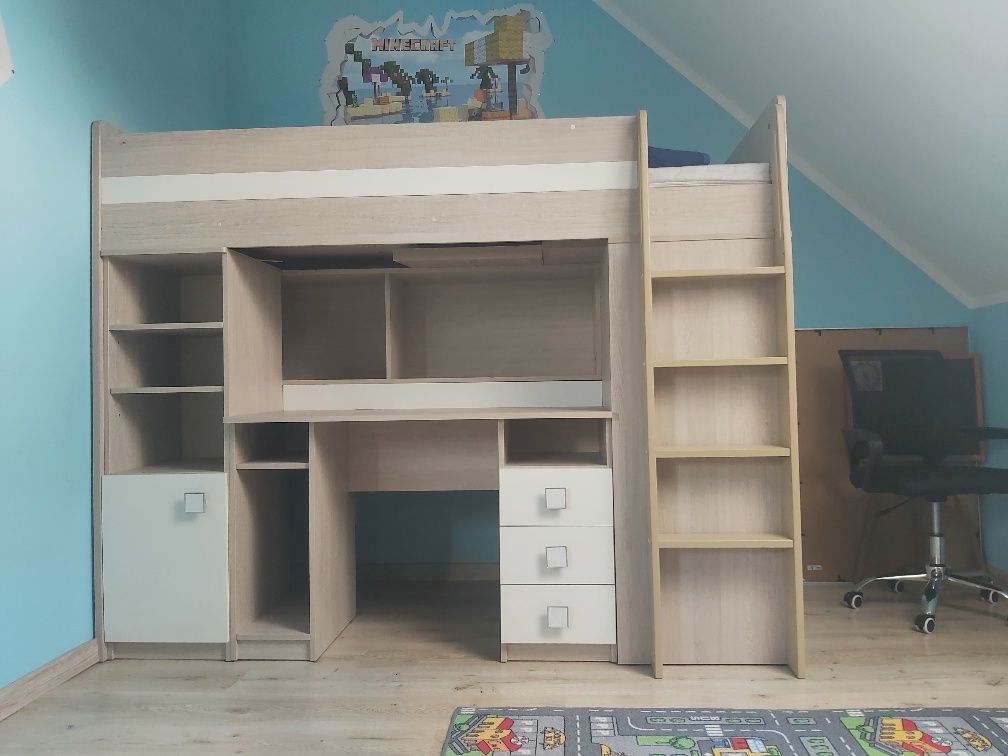 Łóżko z biurkiem piętrowe