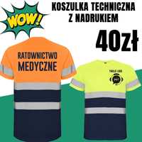 techniczna koszulka z  nadrukiem Ratownik , Kierowca, Firmy Budowlane