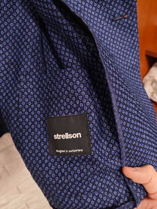 Strellson mandoc L XL синій шерстяний піджак приталений хоч на весілля