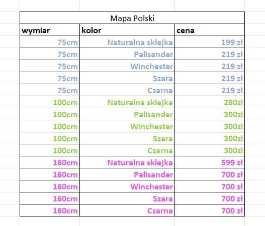 Drewniana nowa mapa Polski czarna, województwa 160 cm