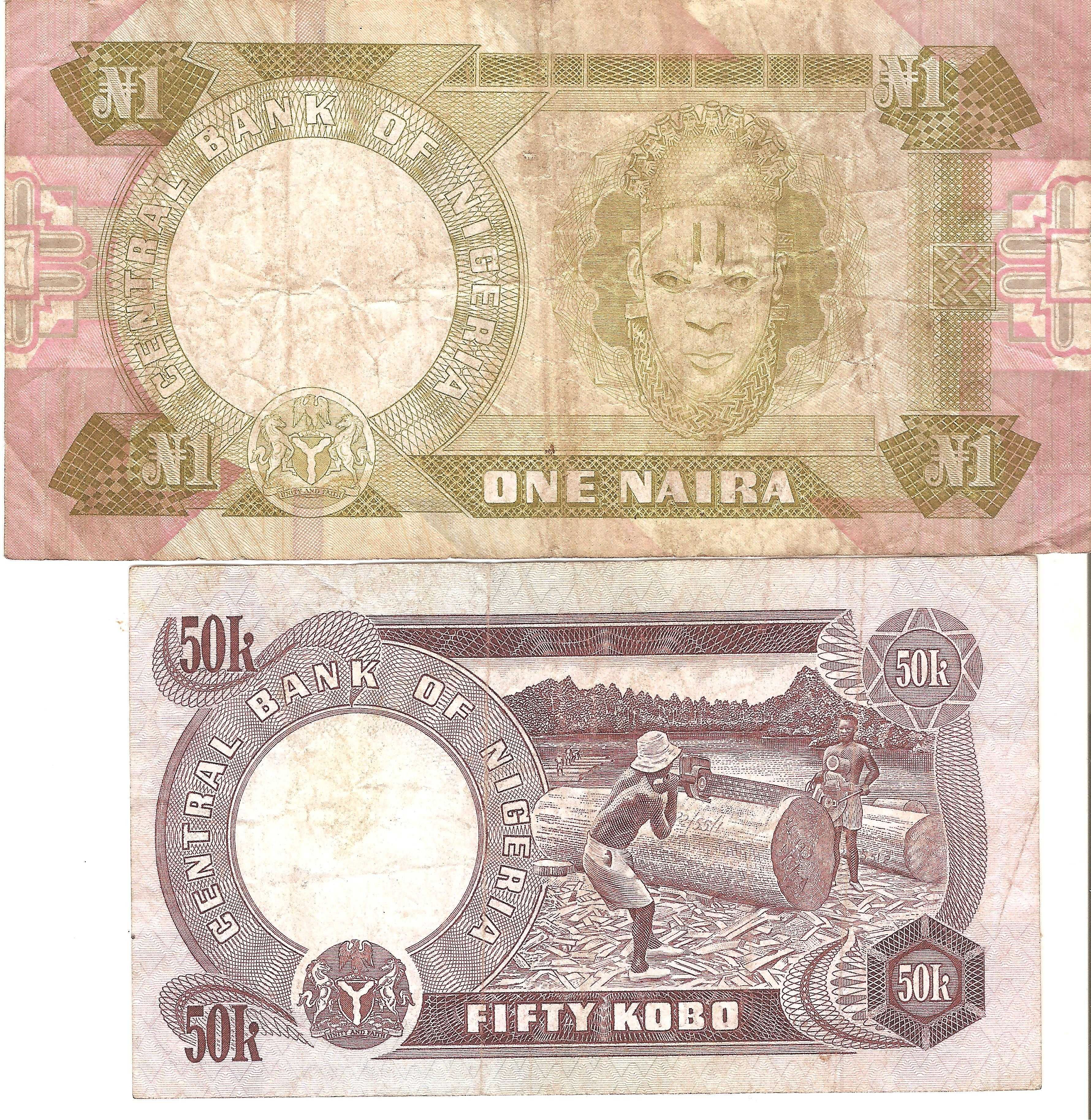 Zestaw banknotów nigeryjskich