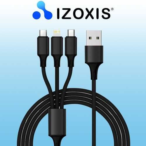 Kabel USB 3w1 lightning microUSB USB-C QC