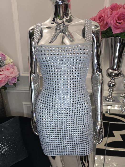 PRZEŚLICZNA sukienka bandażowa kryształki