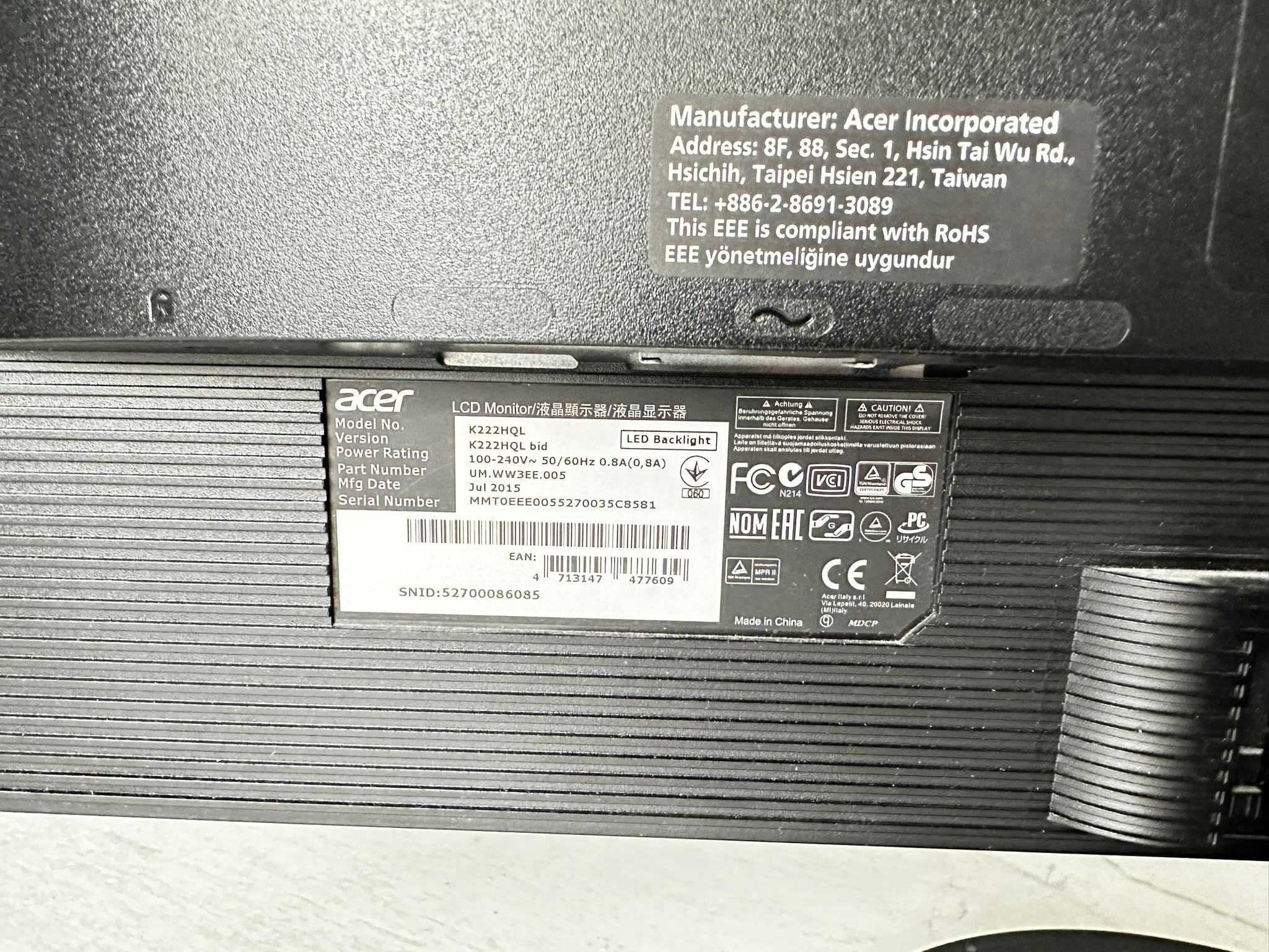 Monitor LED Acer K222HQL 21,5 " 1920 x 1080