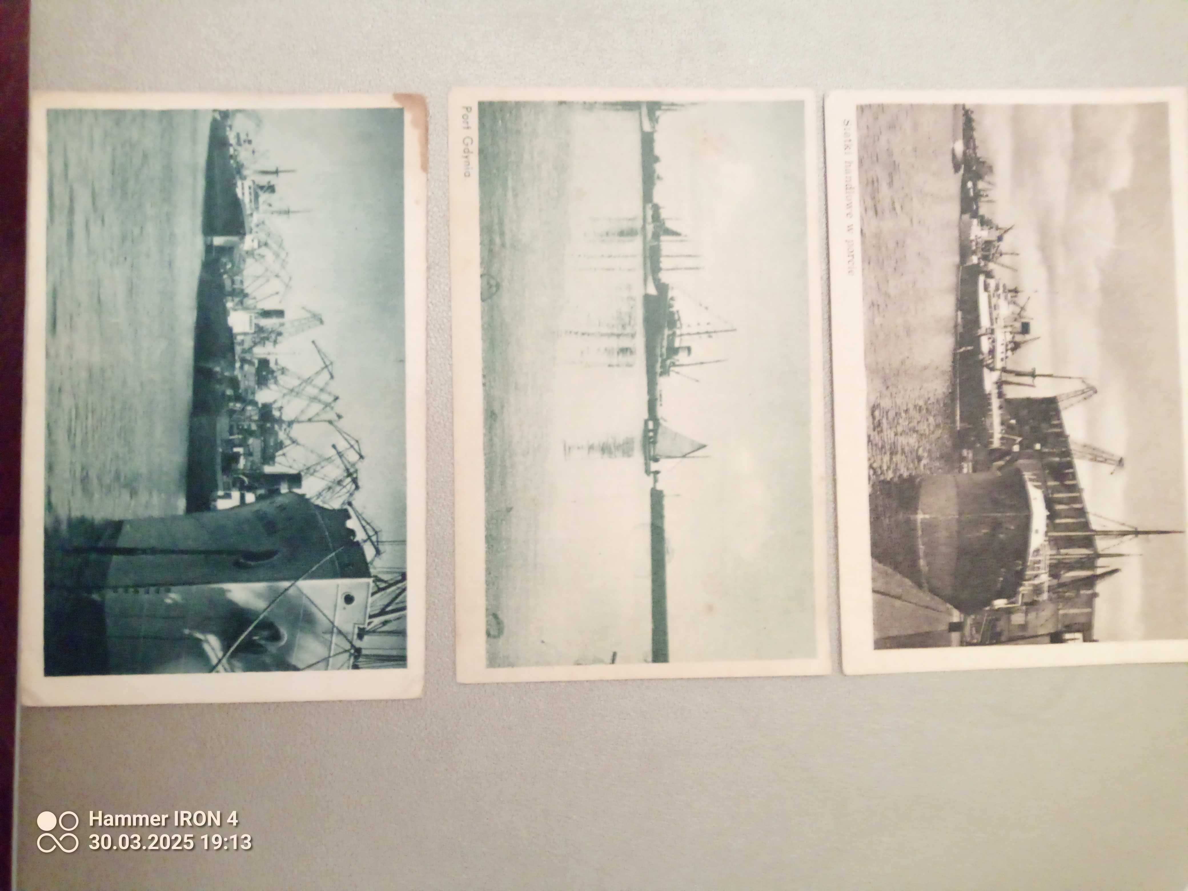 Gdynia port -3 pocztówki- lata 40-te