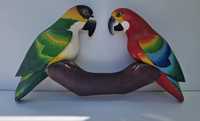 Papagaios decorativos madeira trabalhada & Pintada