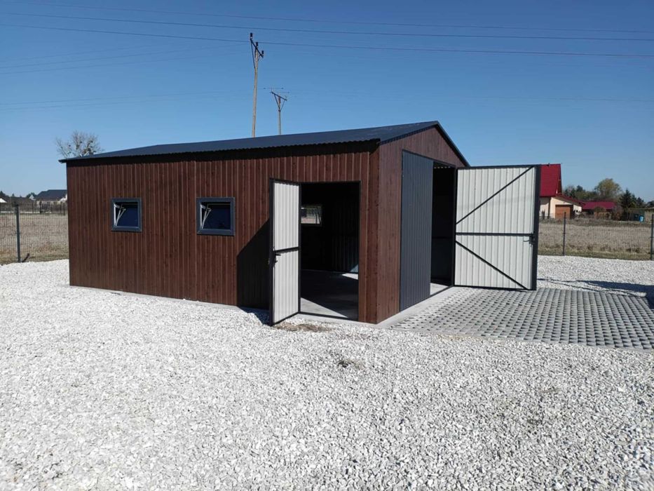 Garaż blaszany 5x7 drewnopodobny, garaże 4x6,5x6,6x6,7x6 z profili,