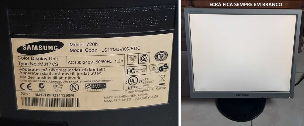 monitor TFT + tablet Android (para reparação)