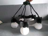 Żyrandol duży lampa 5 ramienna drewniana