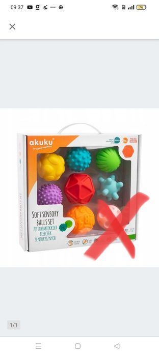 Piłeczki sensoryczne akuku bez jednej