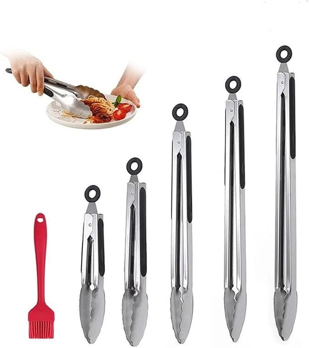 Szczypce do grilla zestaw 5 szt. Plus silokonowe pędzle