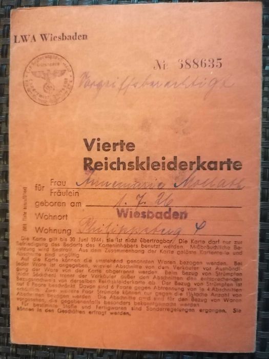 2 cartas e 9 cartões alimentares do 3.º Reich. Ótimos. 1940 a 1944