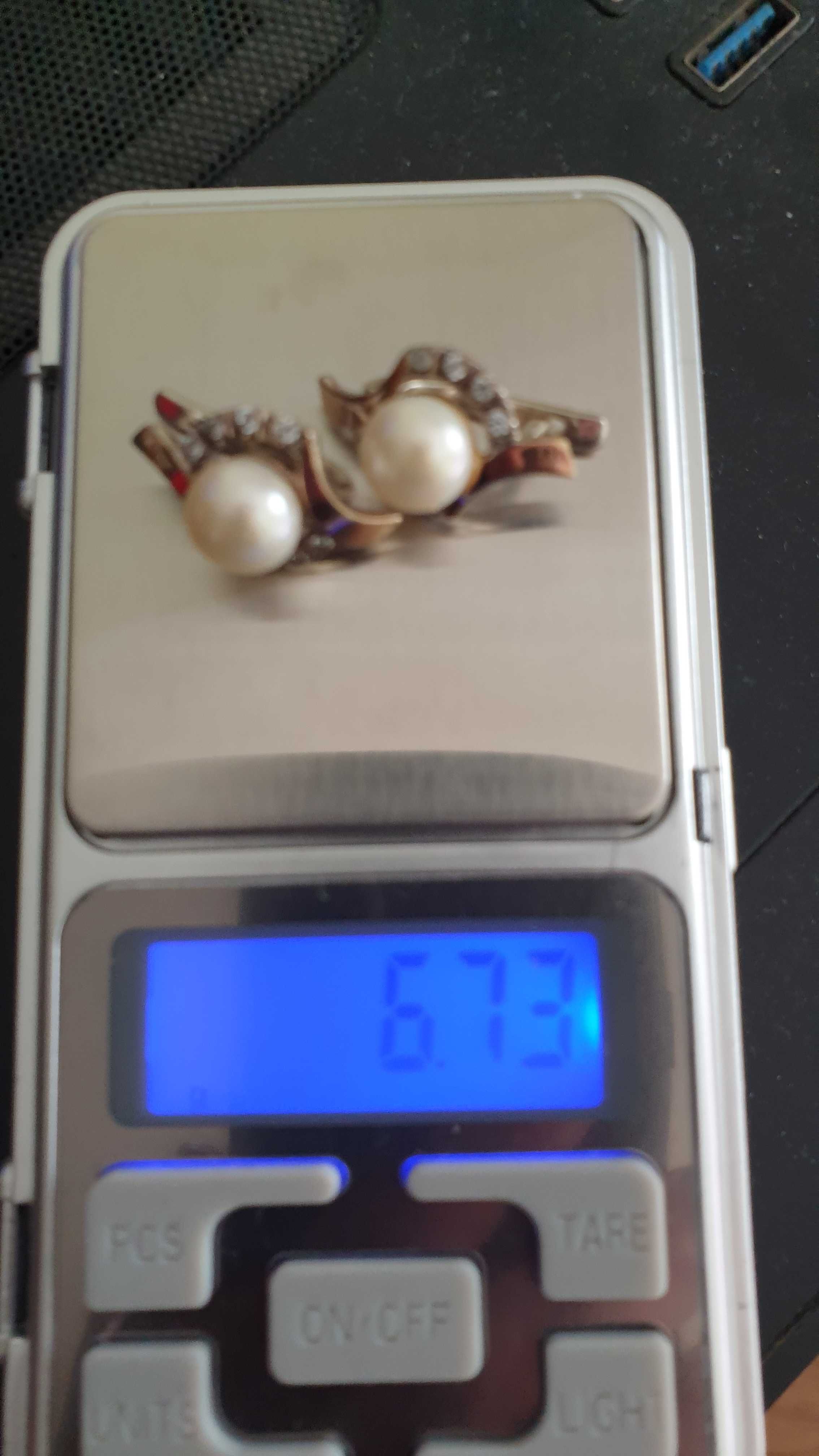 Сережки срібло 925пр з золотом та жемчугом