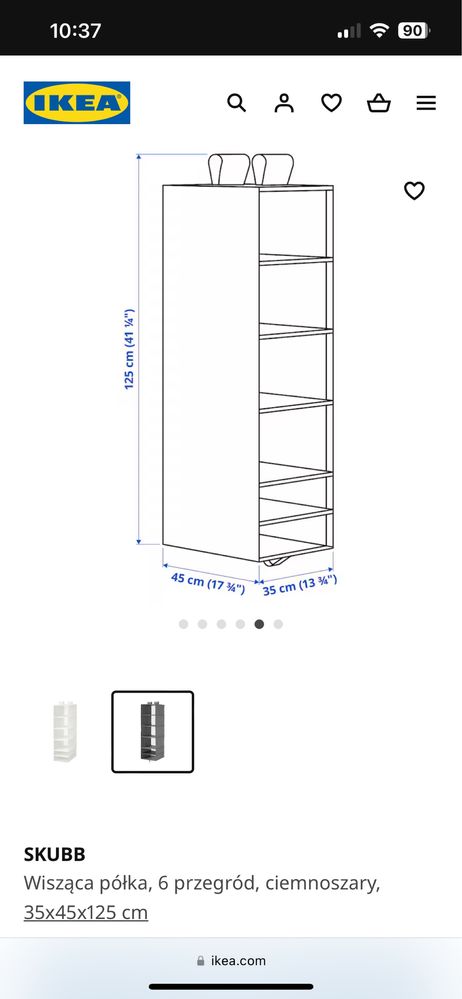 Szafa szmaciana IKEA SKUBB półki do szafy