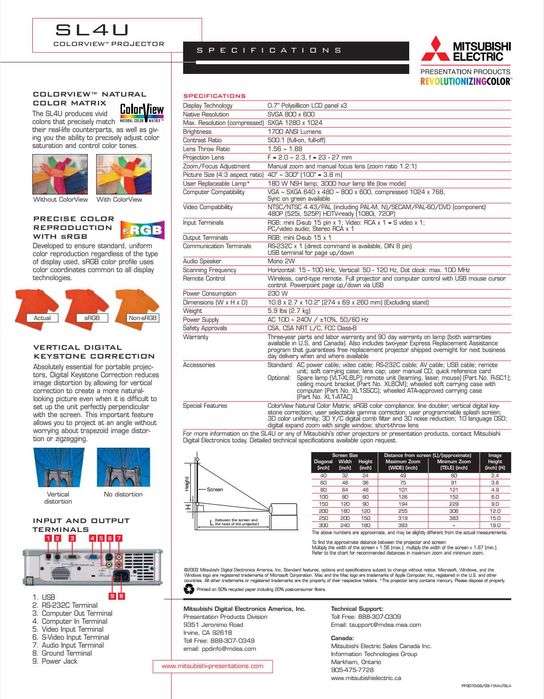 Projetor Video Mitsubishi SL4U