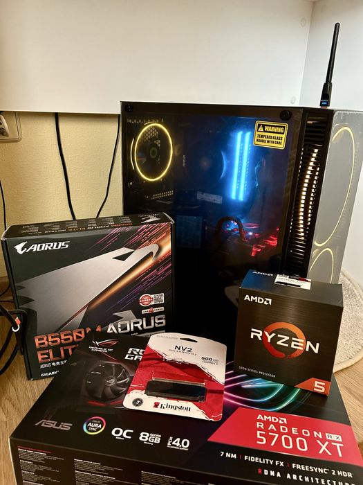 Компютер Ігровий ПК Ryzen 5 5600|B550m Aorus|16 gb|RX 5700 XT Asus Rog