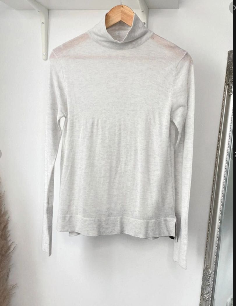 ZARA - Jasnoszary elegancki longsleeve - roz M - z golfem lekka bluzka