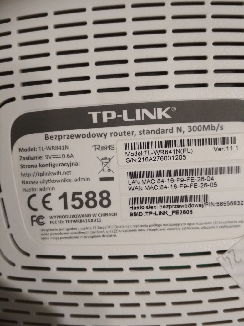 Sprzedam router bezprzewodowy TP-LINK TL-WR841N