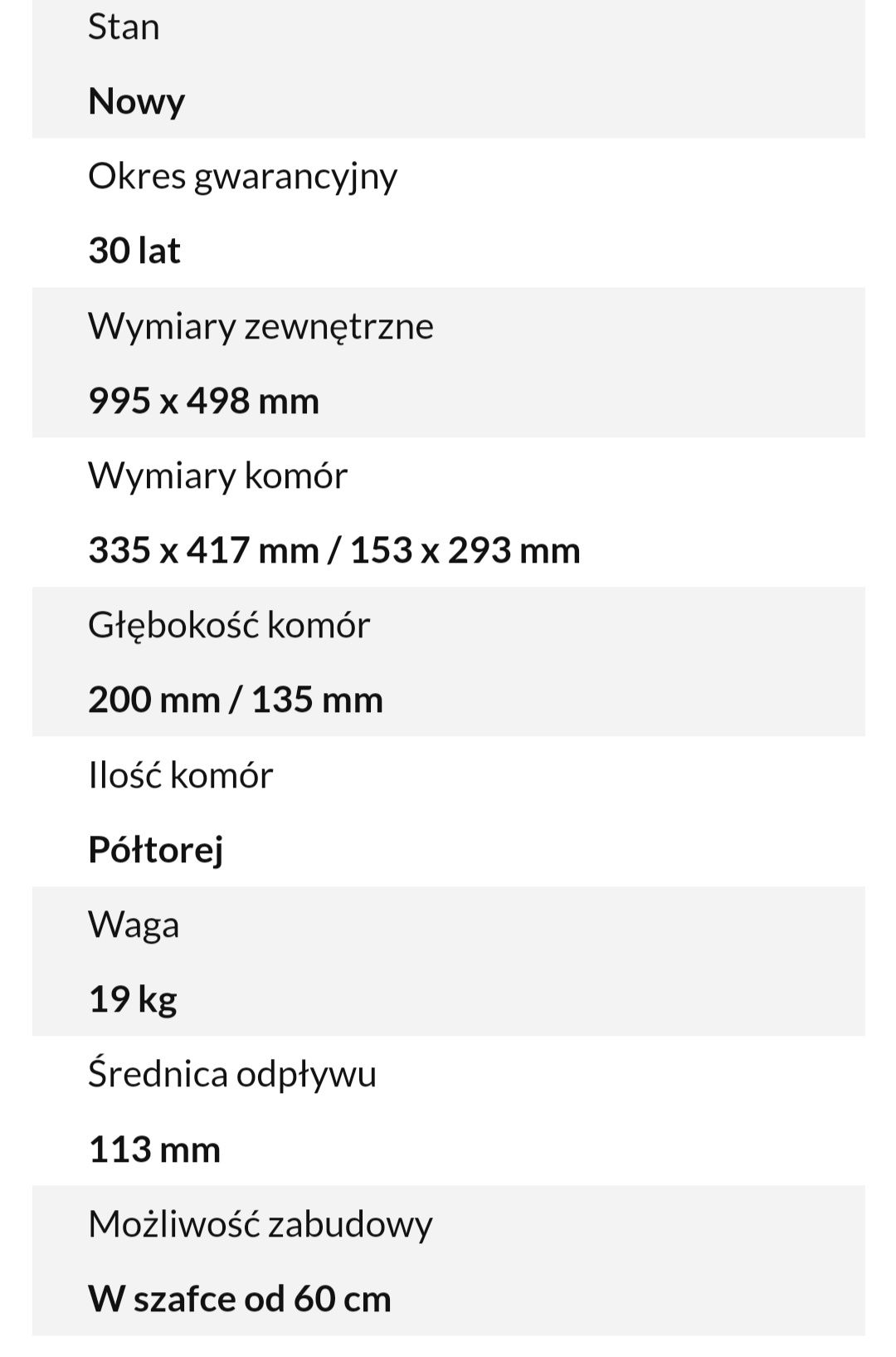 Zlewozmywak granitowy model SOLARIS