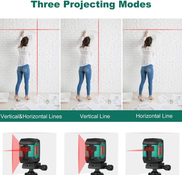 Nível Laser / Nivelador 2 Linhas com suporte magnético IP54 Novo Pai