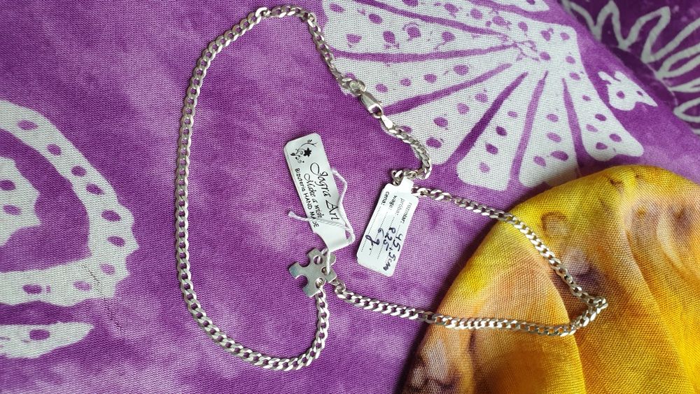 Nowy srebrny zestaw łańcuszek + puzelek zawieszka damska + pudełko