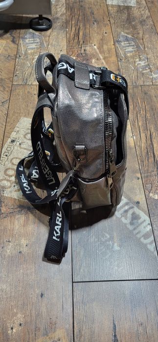 Karl ludzik srebrny plecak torebka 2 w 1 premium logowany