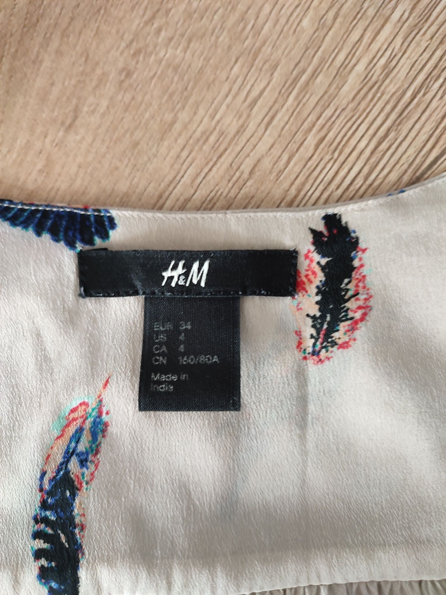 H&M 34 bluzka beżowa bez rękawów letnia