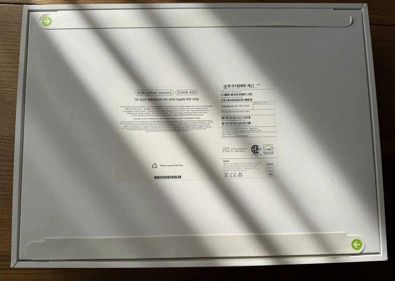 Apple macbook air 15 m3 8gb 512 gb
