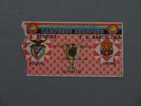 Bilhete de futebol Benfica Barcelona Taças Clubes Campeões Europeus 91