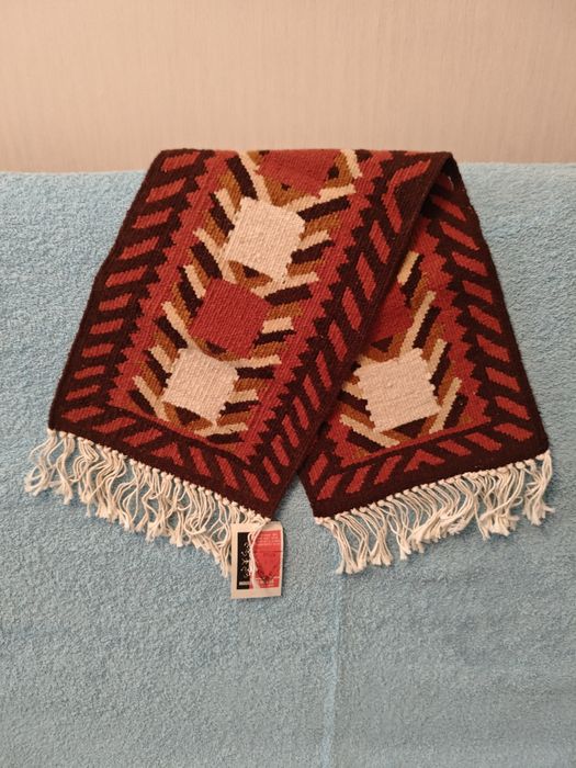 Ręcznie tkany wełniany kilim, Cepelia - lata 70/80, nowy z metką