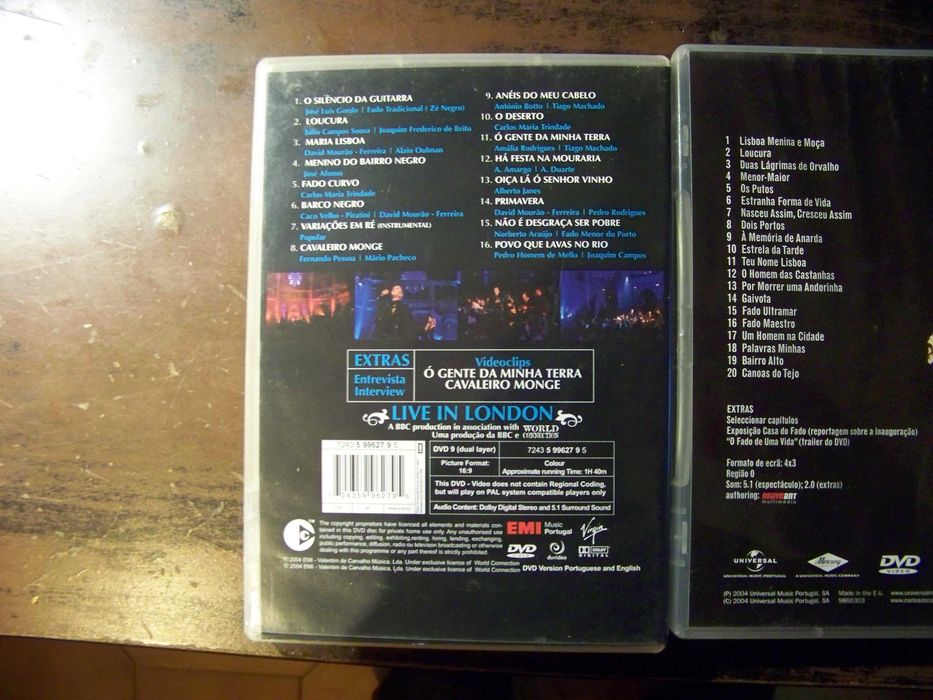 DVD concertos ao vivo- Carlos do Carmo, Mariza , Pavarotti