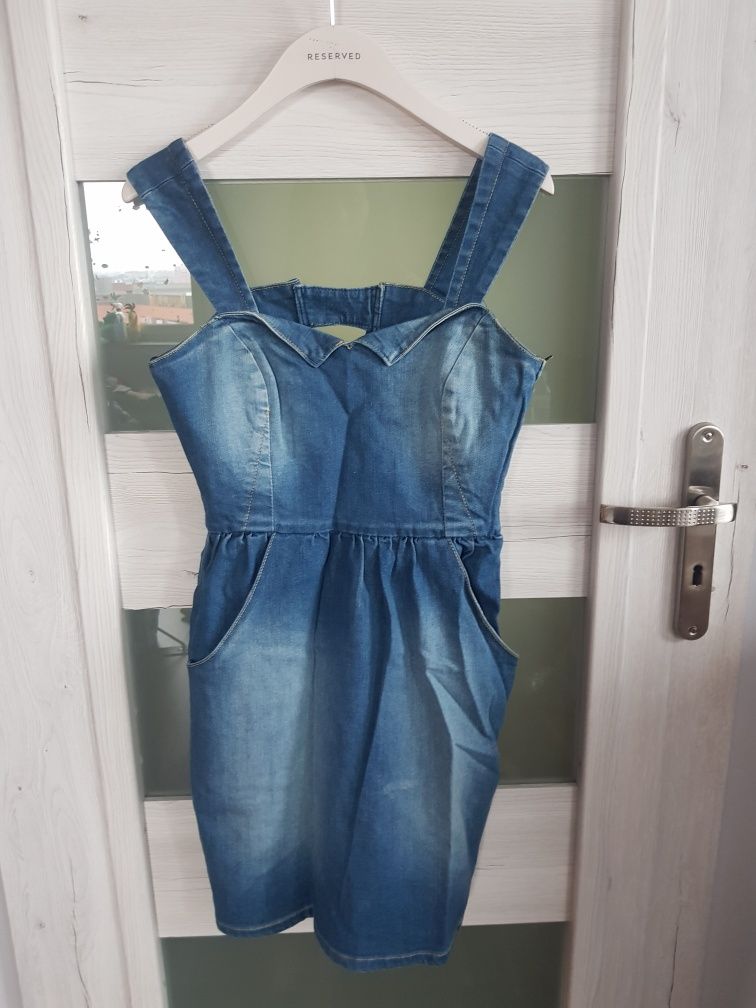 Sukienka jeansowa mango r.s mini bawełna okazja
