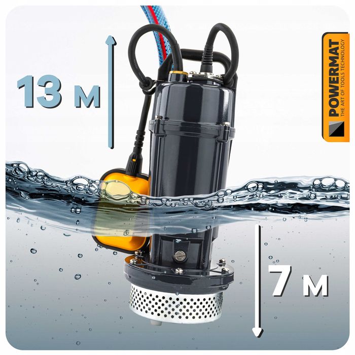 Pompa do wody czystej brudnej z pływakiem zatapialna 750w 6000 l/h 1"