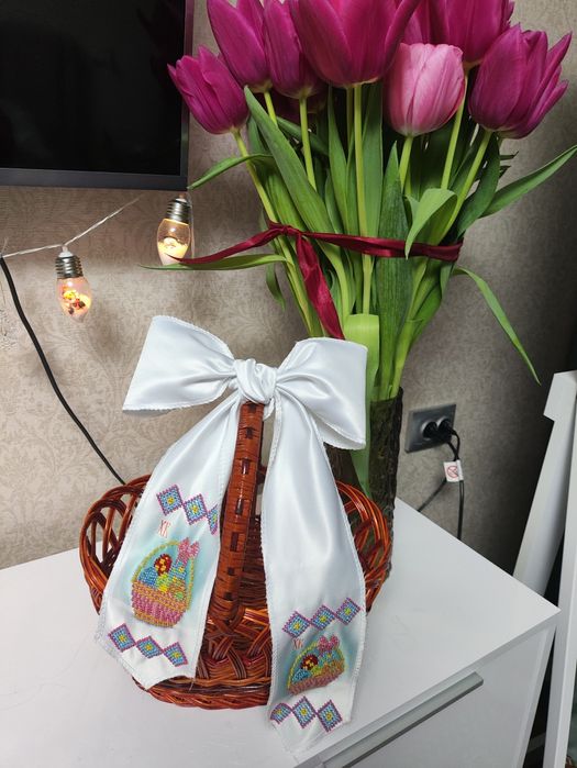 Бант рушник на кошик Паска Великдень