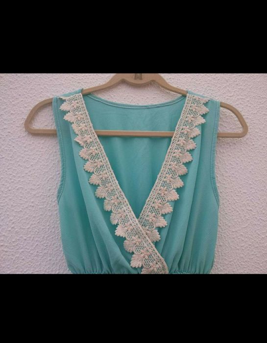 (Portes grátis) Vestido Verde Menta