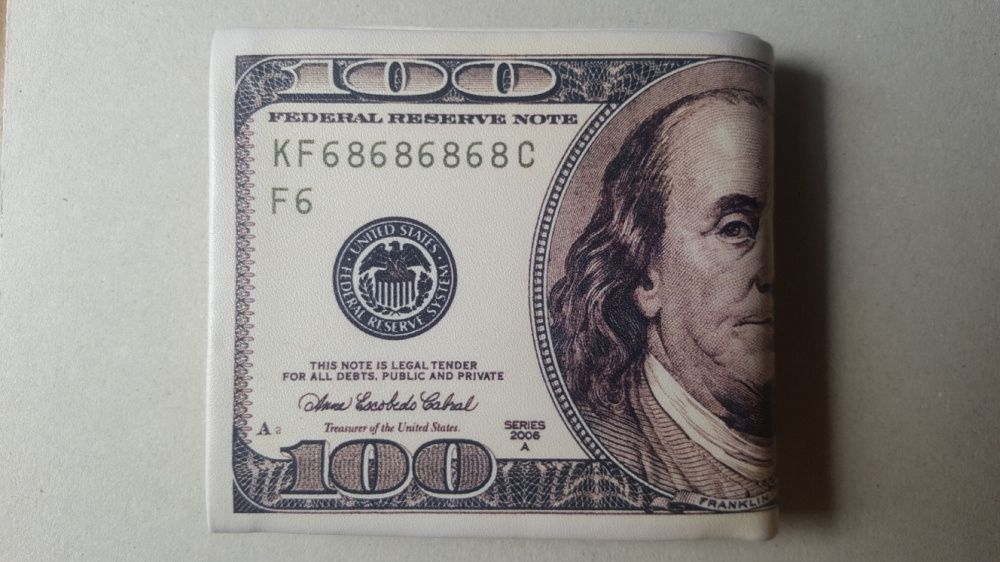 Carteira de Bolso Nota de 100$ Dólares / Porta Moedas / Porta Cartões