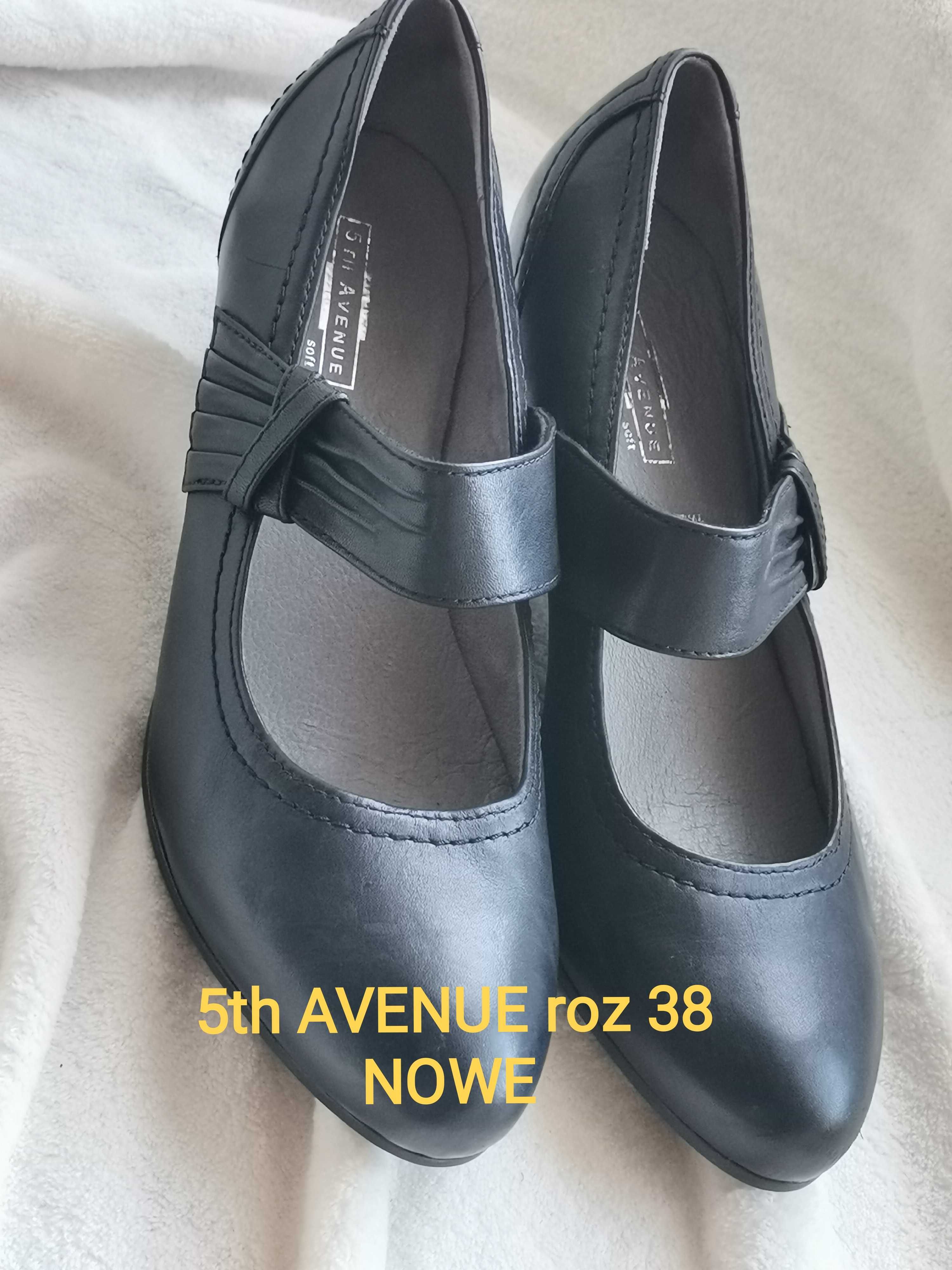 5th AVENUE roz 38 Nowe buty damskie, czułenka, skóra naturalna