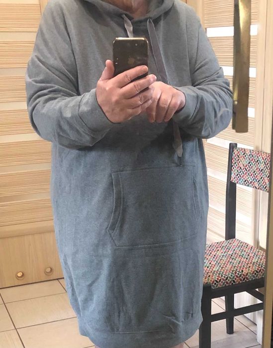 Sukienka, bluza sportowa z kapturem szara z meszkiem ROZM 48/50