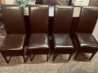 Krzesła kolonialne eleganckie skóra drewno Stan idealny