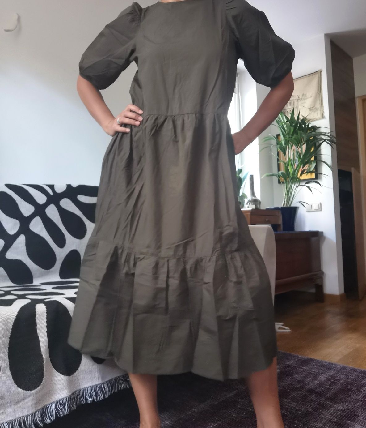 H&M sukienka khaki w stylu boho