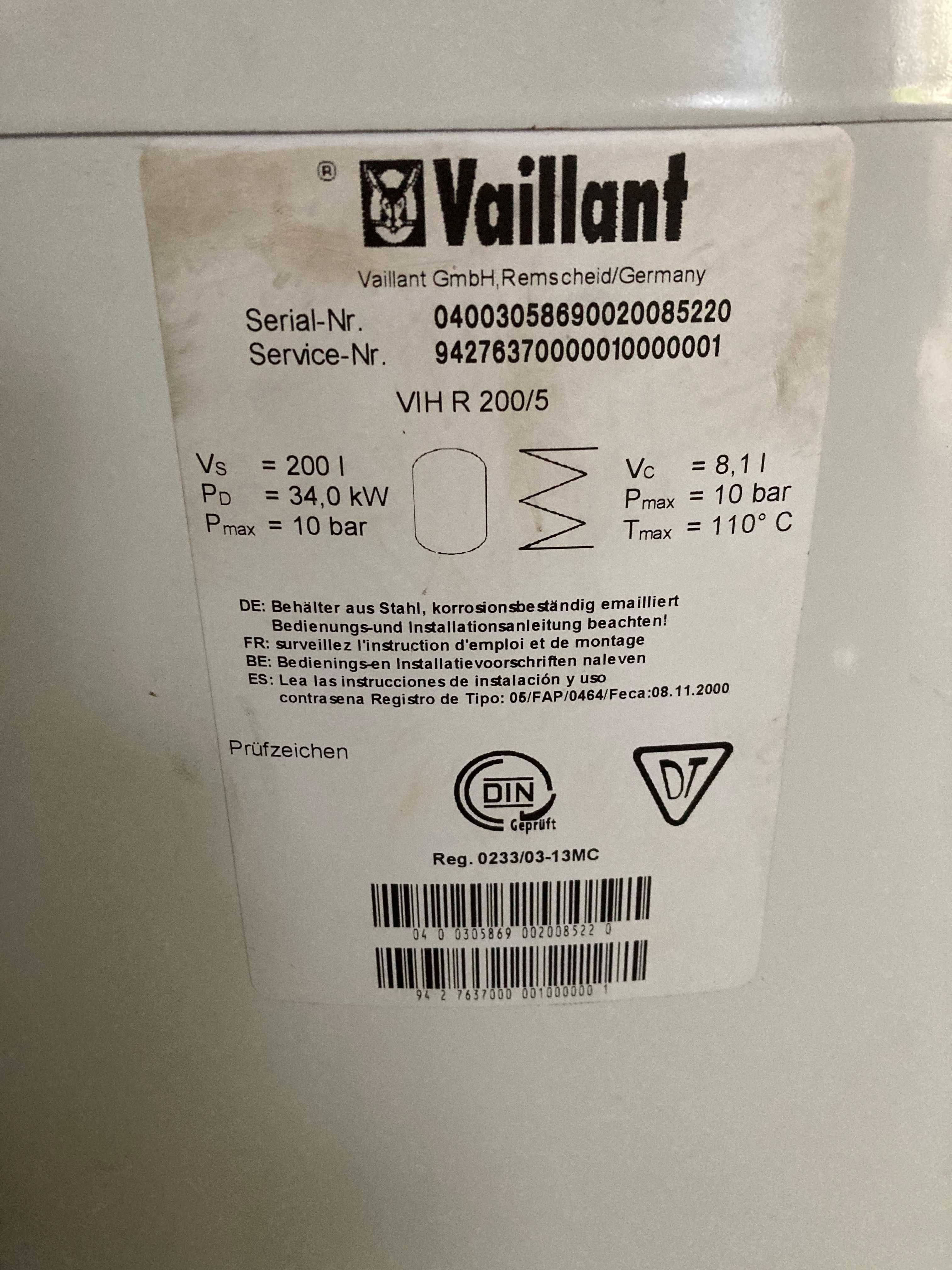 bojler,podgrewacz,200ltr,vaillant vih r 200/5