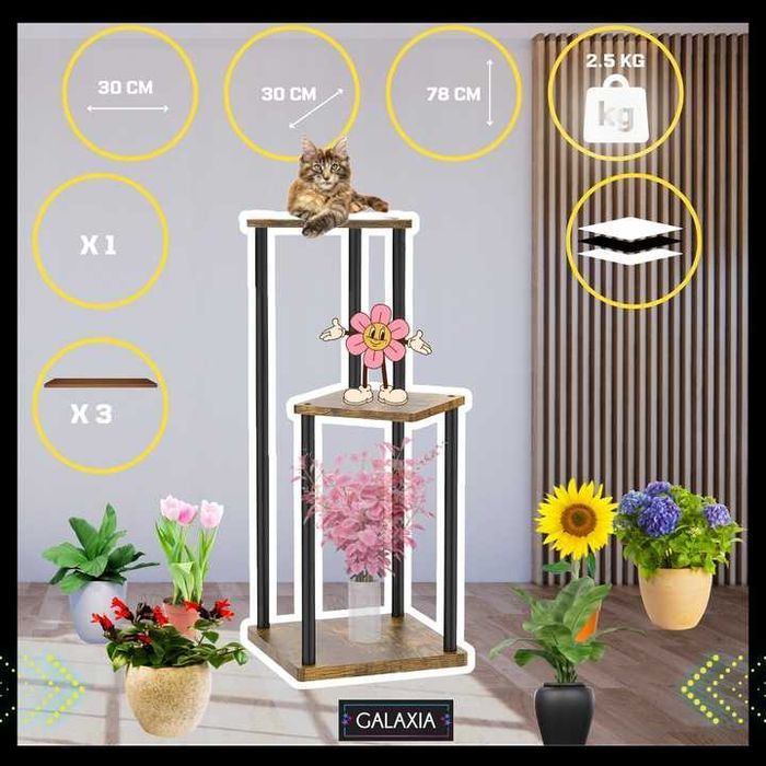 KWIETNIK STOJĄCY Stojak na Kwiaty Kwiatki Rośliny Drewniany Loft