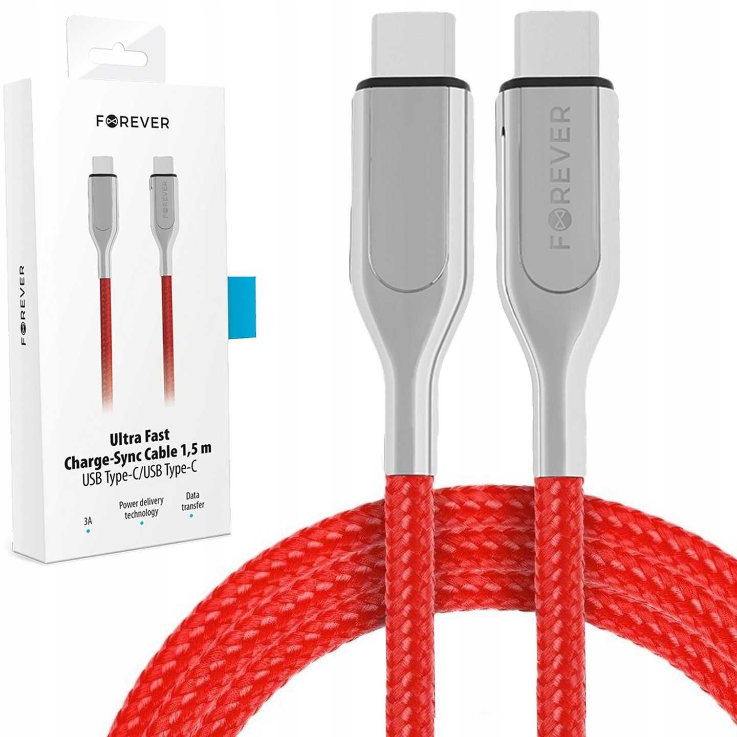 FOREVER kabel USB Typ C - USB Typ C 1,5m 3A 60W Power Delivery