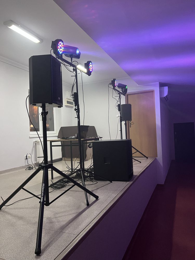 Wynajem zestaw nagłośnienia głośniki subwoofer oswietlenie PAR LED dym