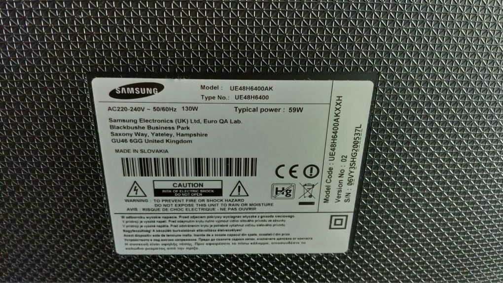 Samsung Smart TV 122cm com avaria ecran