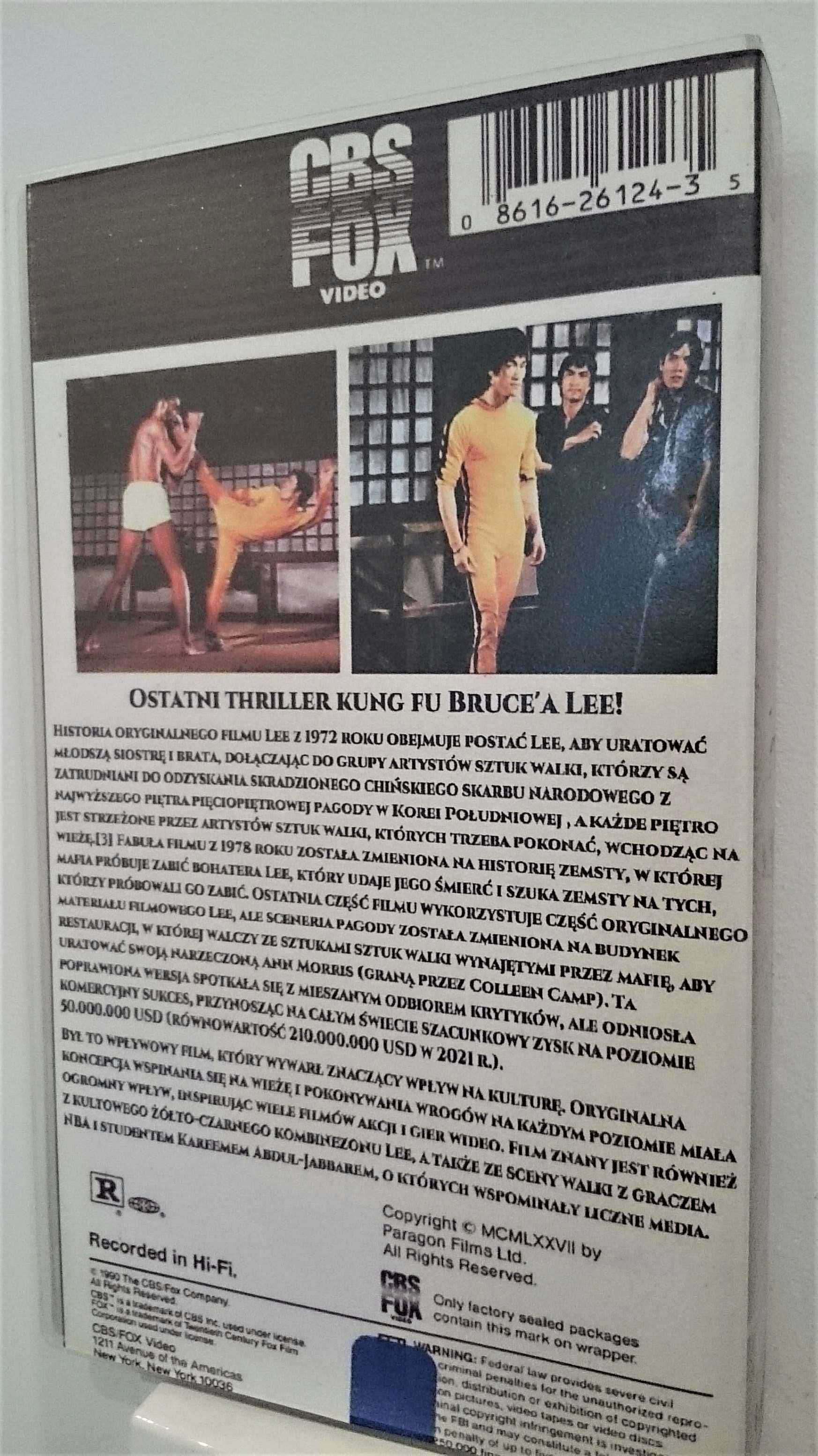 Filmy VHS * Bruce Lee Wejście Smoka , GRA ŚMIERCI * Pogromca Gangów *