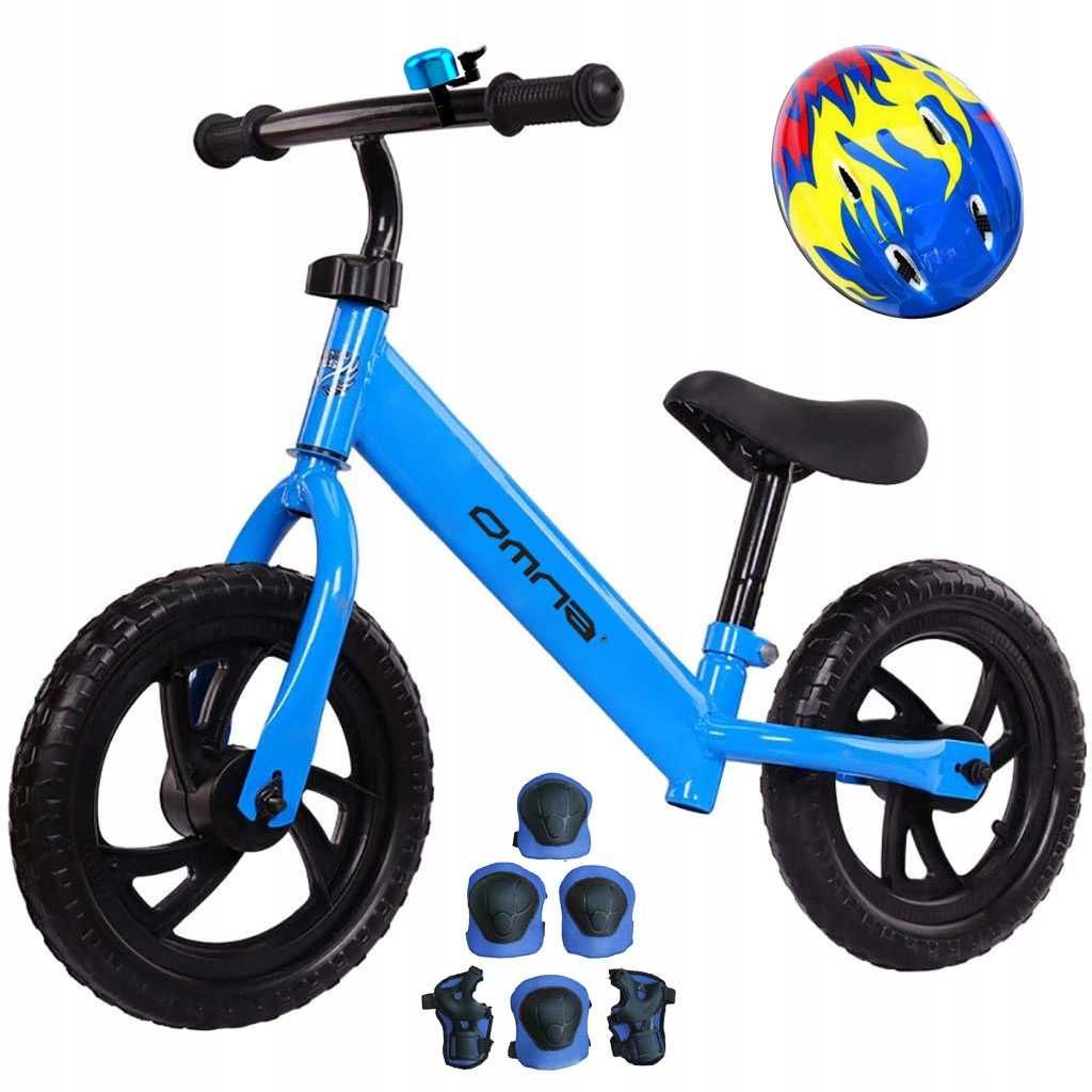 Rowerek biegowy balansowy dla dzieci + kask, ochraniacze, dzwonek