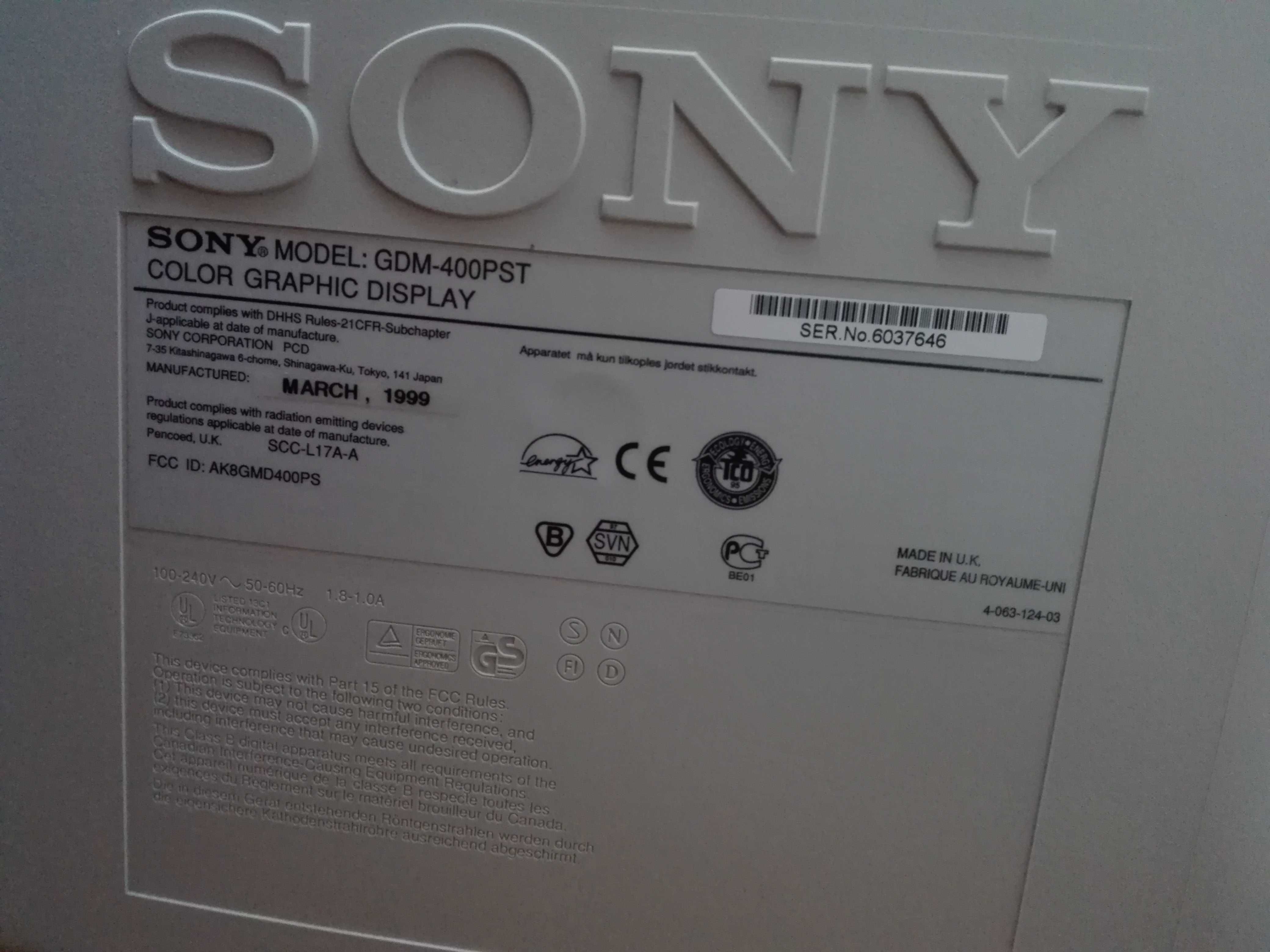 Monitor Sony Triniton Multisan 400 PS