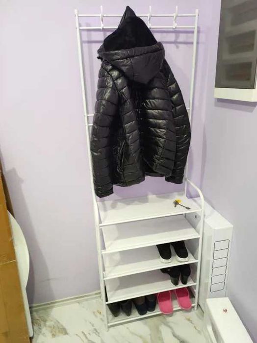 Вешалка-стойка для одежды и обуви 2в1 на 4 полки вішалка підлогова