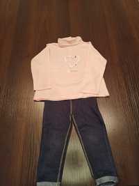 Leginsy a'la Jeans + bluzeczka z długim rękawem roz 86
